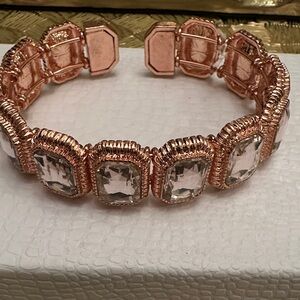 Elegant Rose Gold Bracelet with Clear Stones